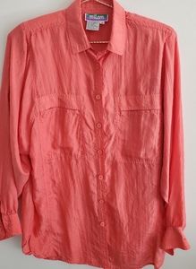 MILAM washable silk 100%, silk blouse super soft size small salmon color